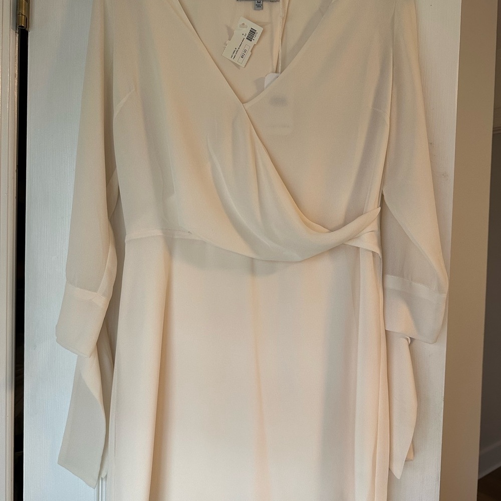 Elegant Cream Tie Sleeve Dress